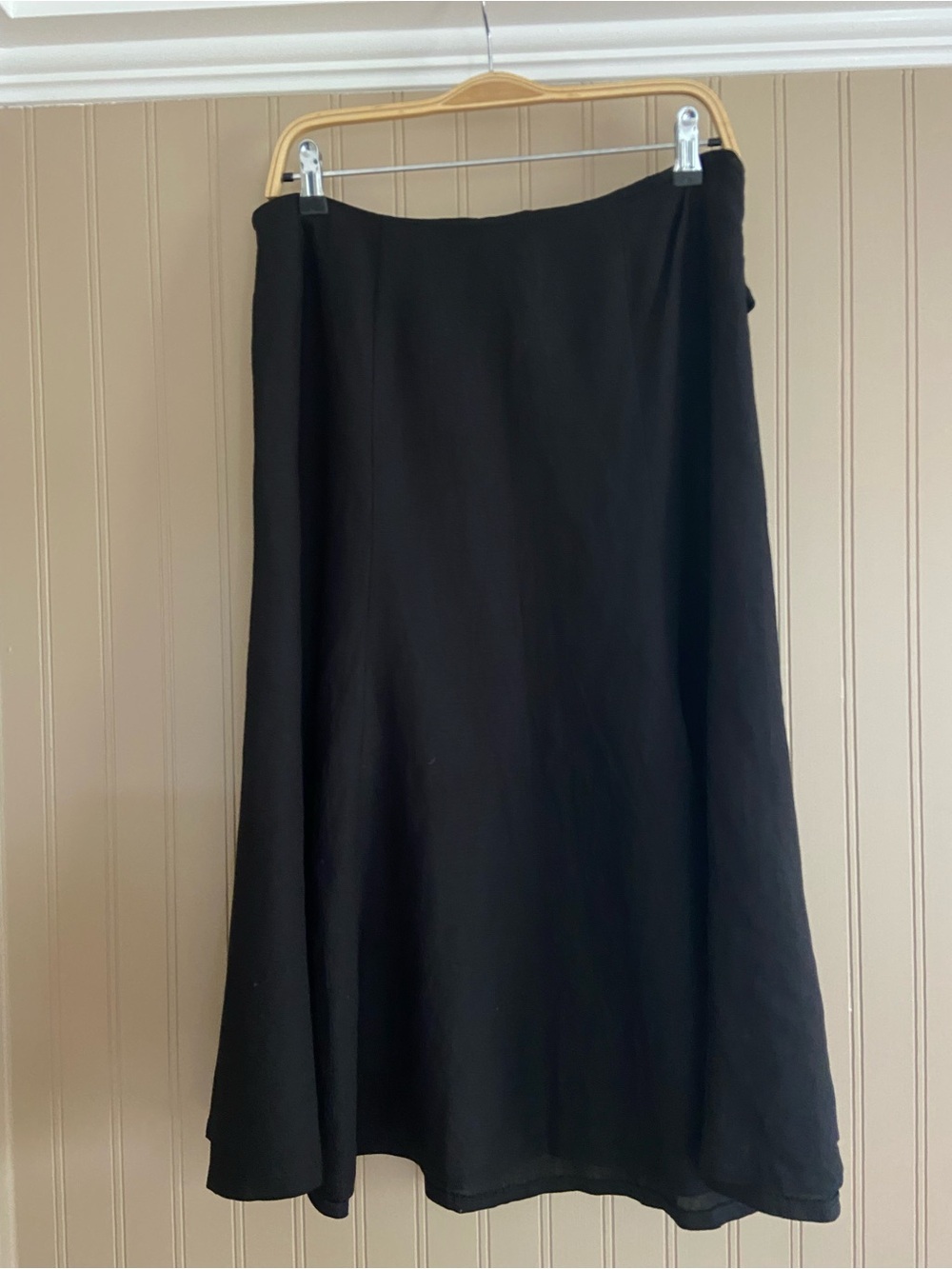 Chapter One Jet Black Linen Blend Twirl Midi Skirt With Faux Belt Women’s Size10 - Picture 5 of 7